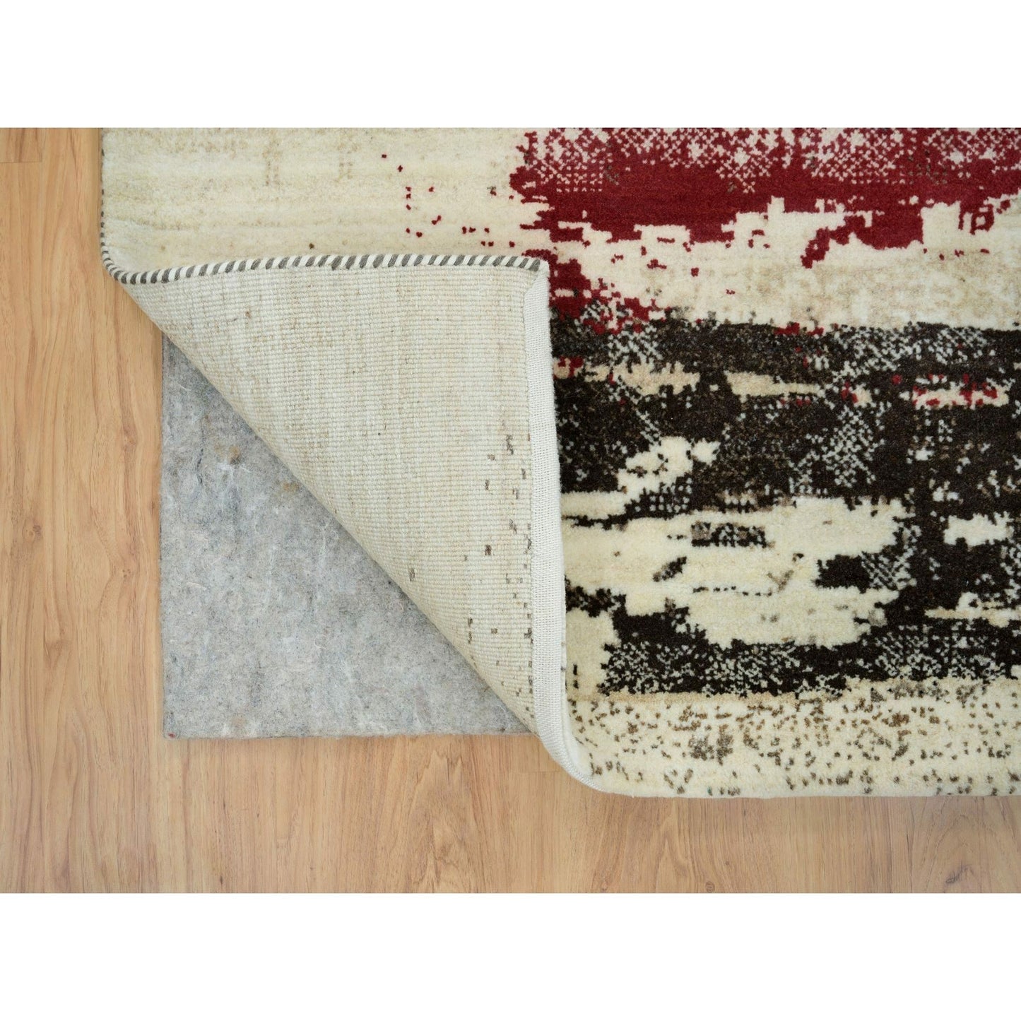 4'X6' Parchment White Lori Buft Gabbeh Wool Hand Knotted Oriental Rug