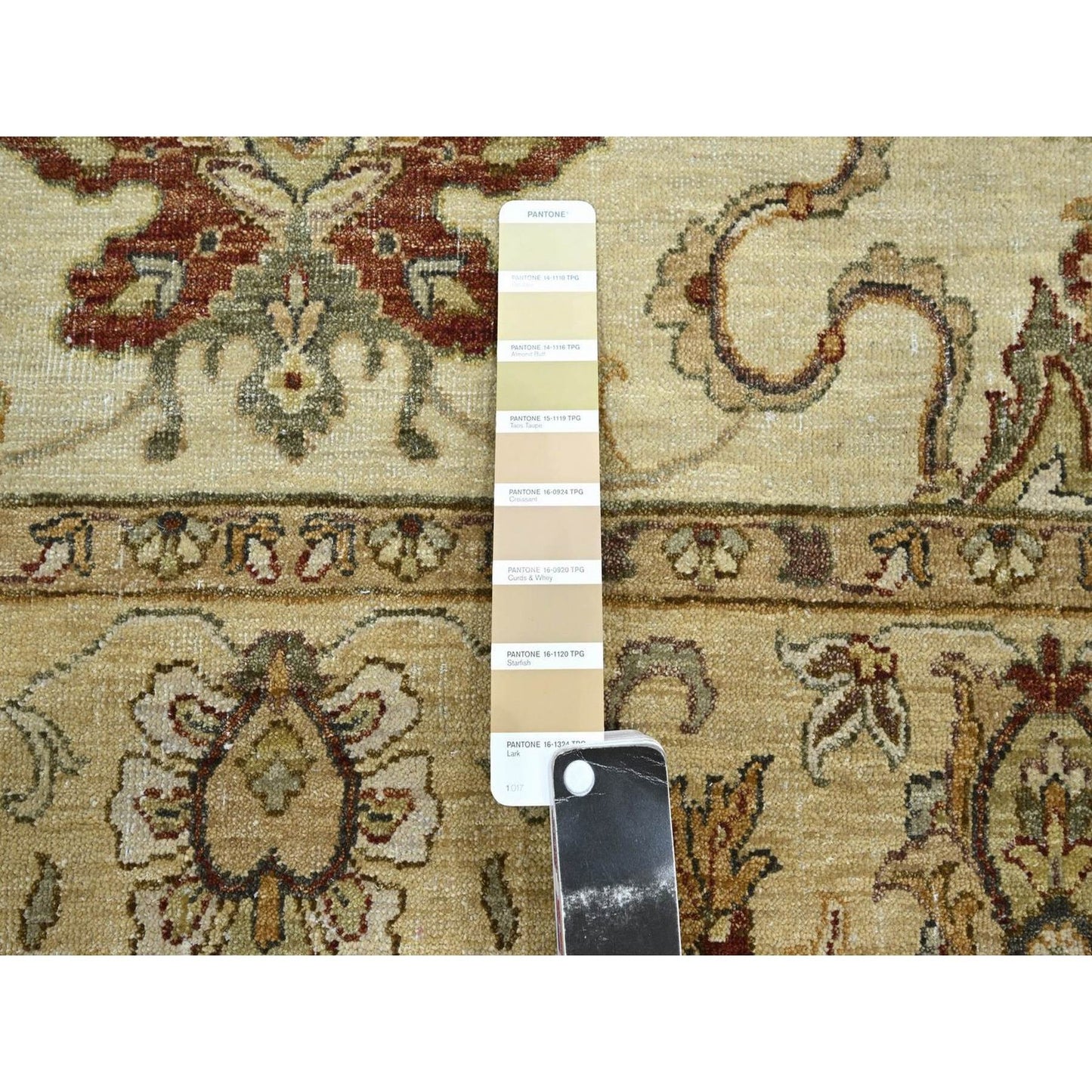 5'4"X8' Ivory Agra Ziegler Design Leaf Pattern Pure Wool Hand Knotted Rug