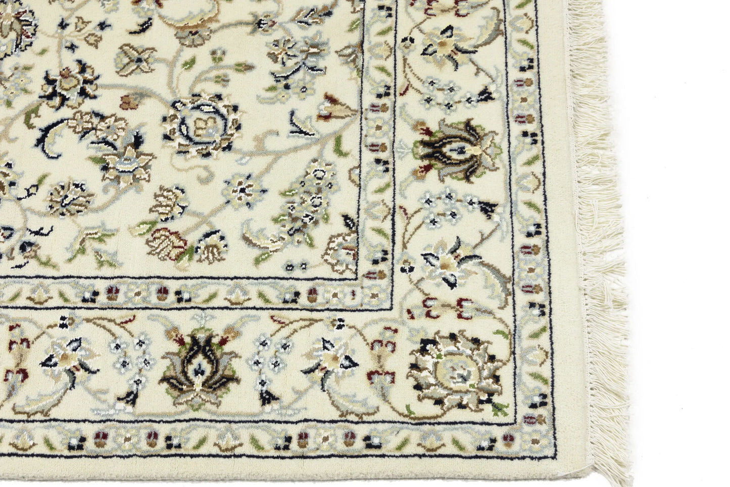 Hand-Knotted Cream Floral Classic Indo-Nain