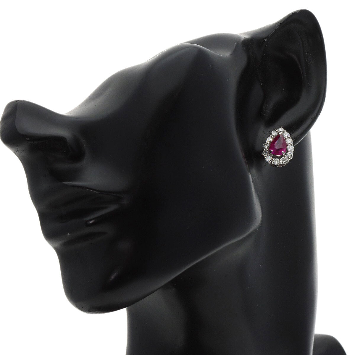1.12Ct Ruby Diamond Earring Platinum Pt950 Pt900