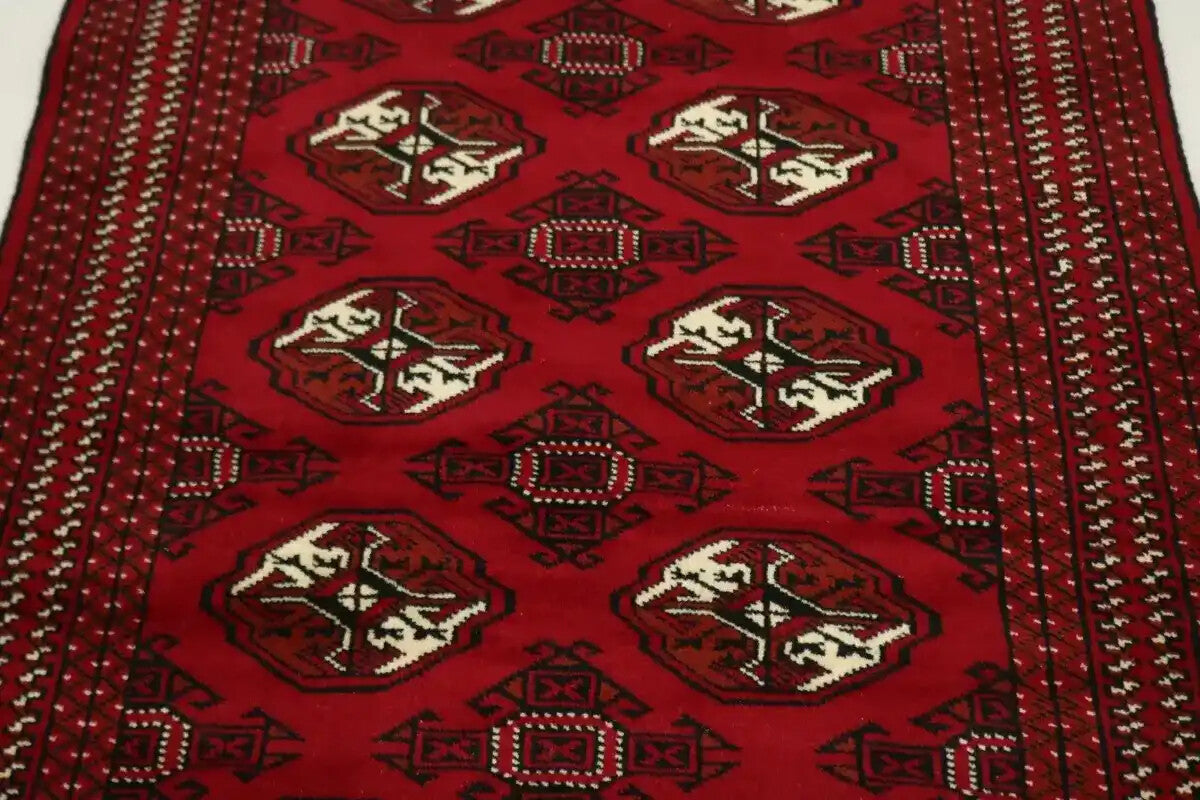 Handmade Wool Oriental Rug Red Tribal Geometric