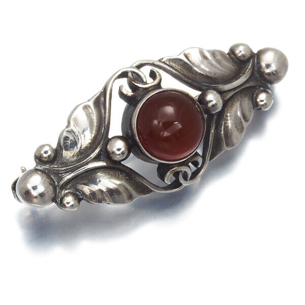 Georg Jensen Brooch 224A Carnelian 925 Sterling Silver