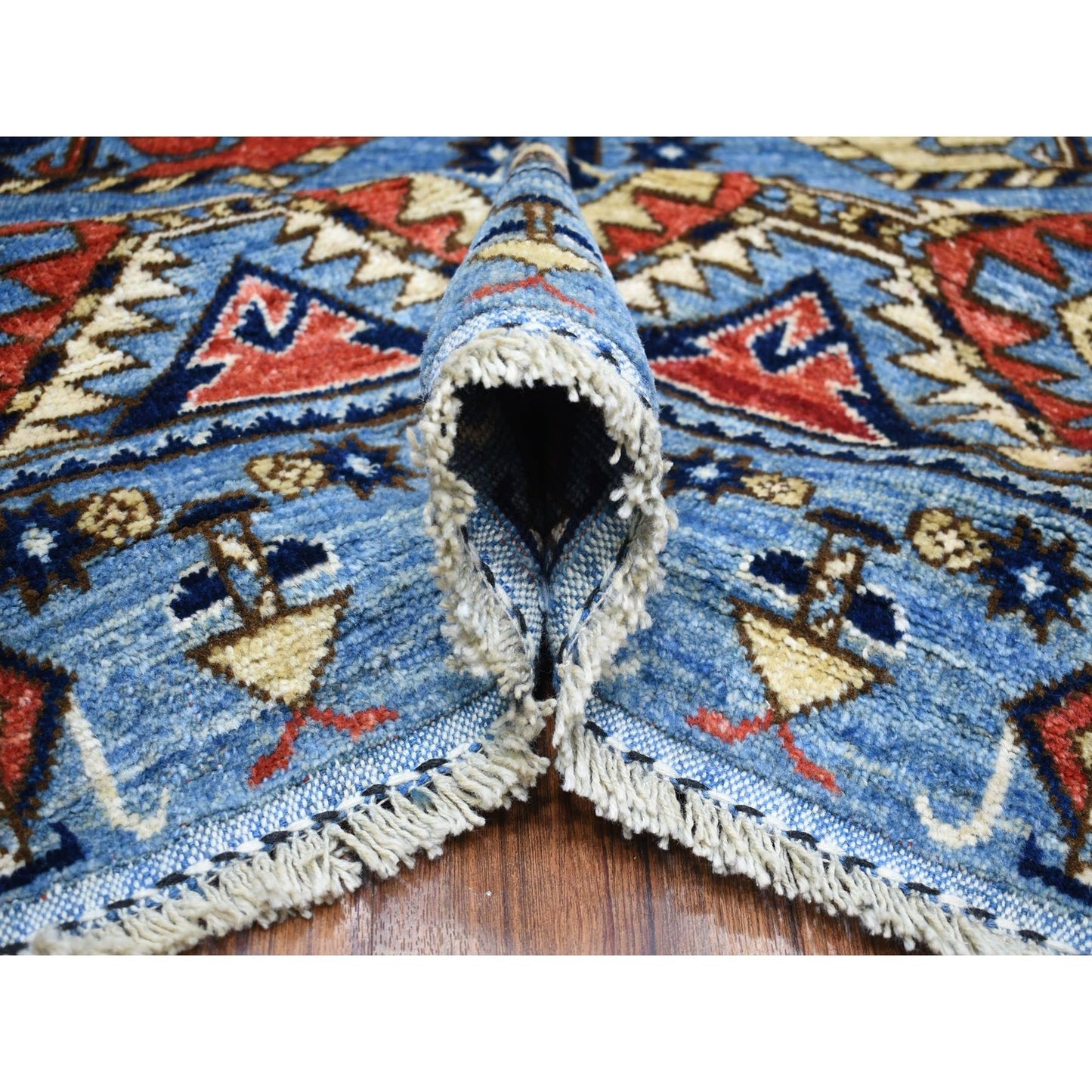 9'8"X12'4" Hand Knotted Blue Afghan Ersari Afghan Wool Oriental Rug