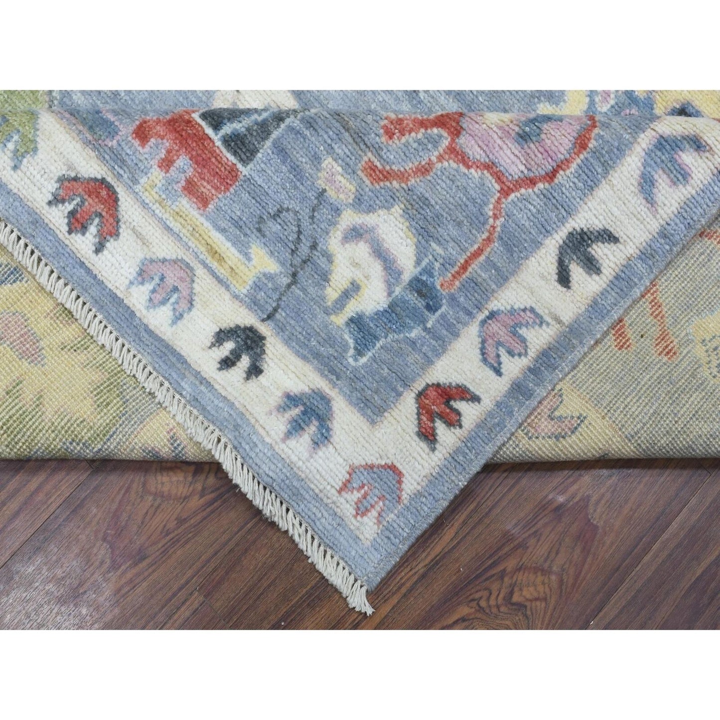 8'X10'7" Gray, Afghan Angora Oushak, Pure Wool Hand Knotted, Rug
