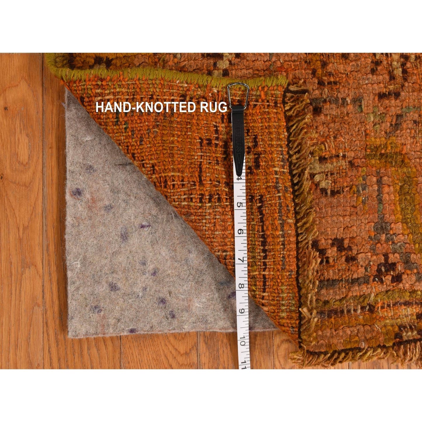 2'1"X8'3" Orange Antique Turkish Oushak Pure Wool Hand Knotted Runner Rug