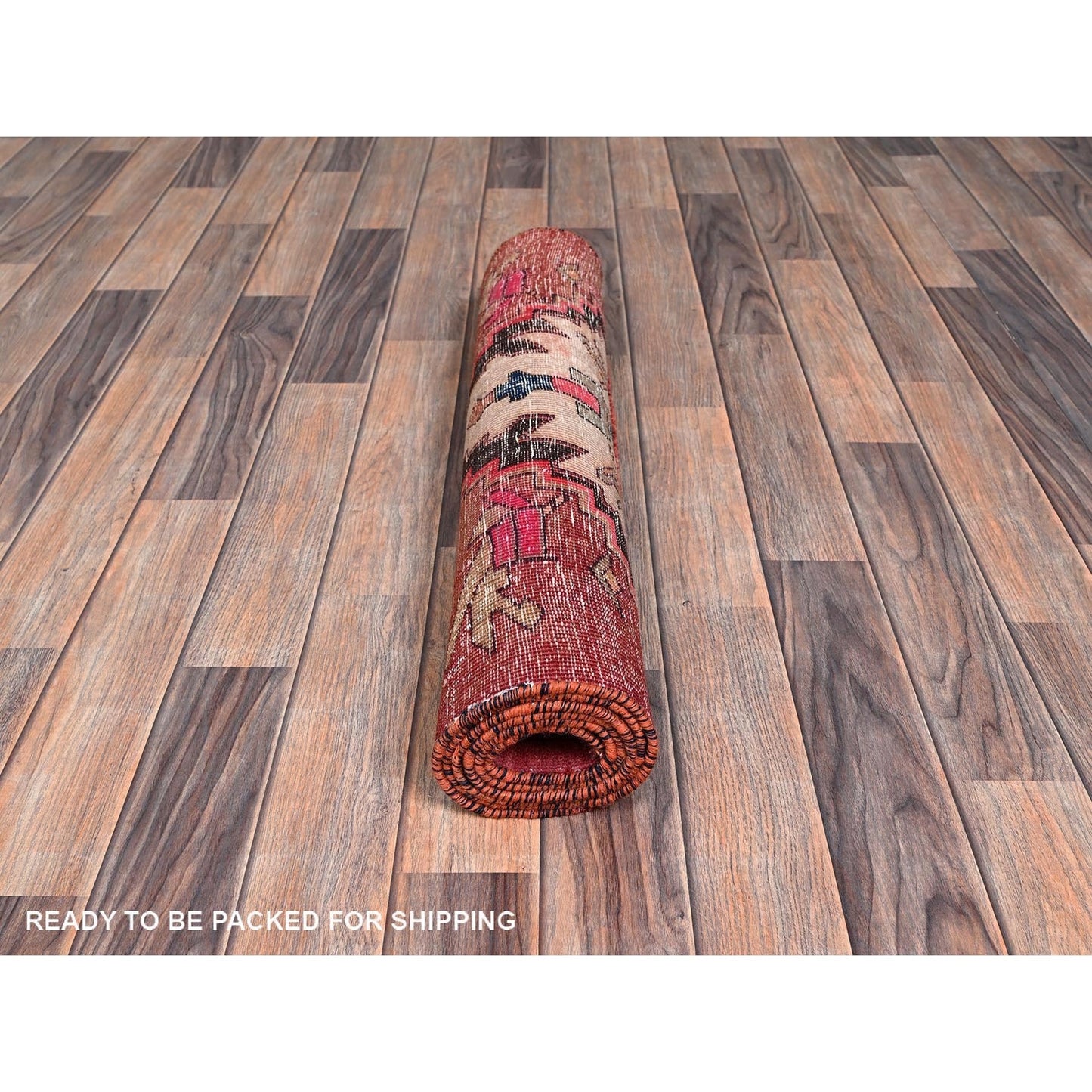 2'7"X6' Red Overdyed Vintage Zoroastrian Hand Knotted Pure Wool Runner Rug
