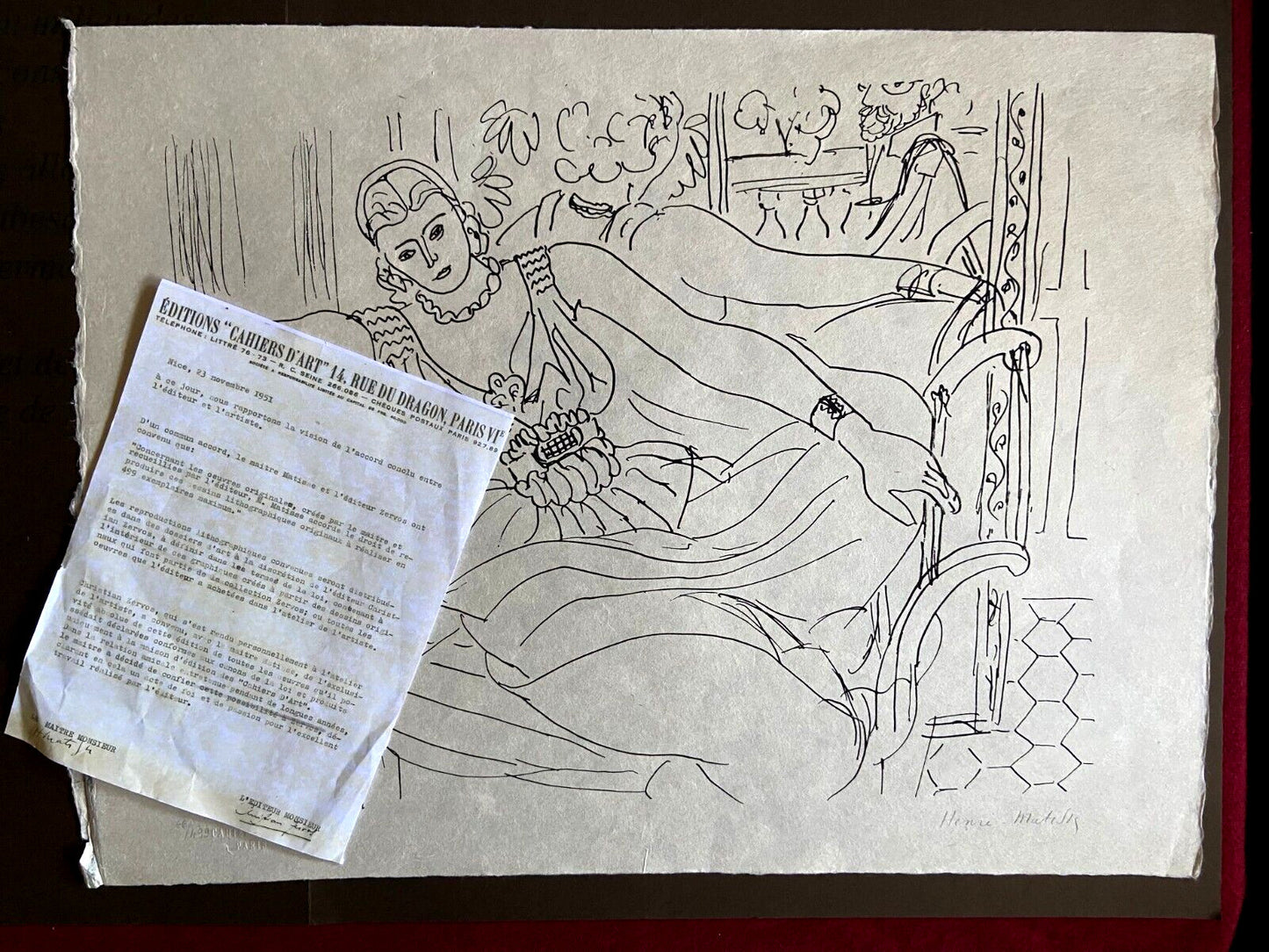 Henri Matisse Lithograph Coa Signed Contract Numbered By Hand