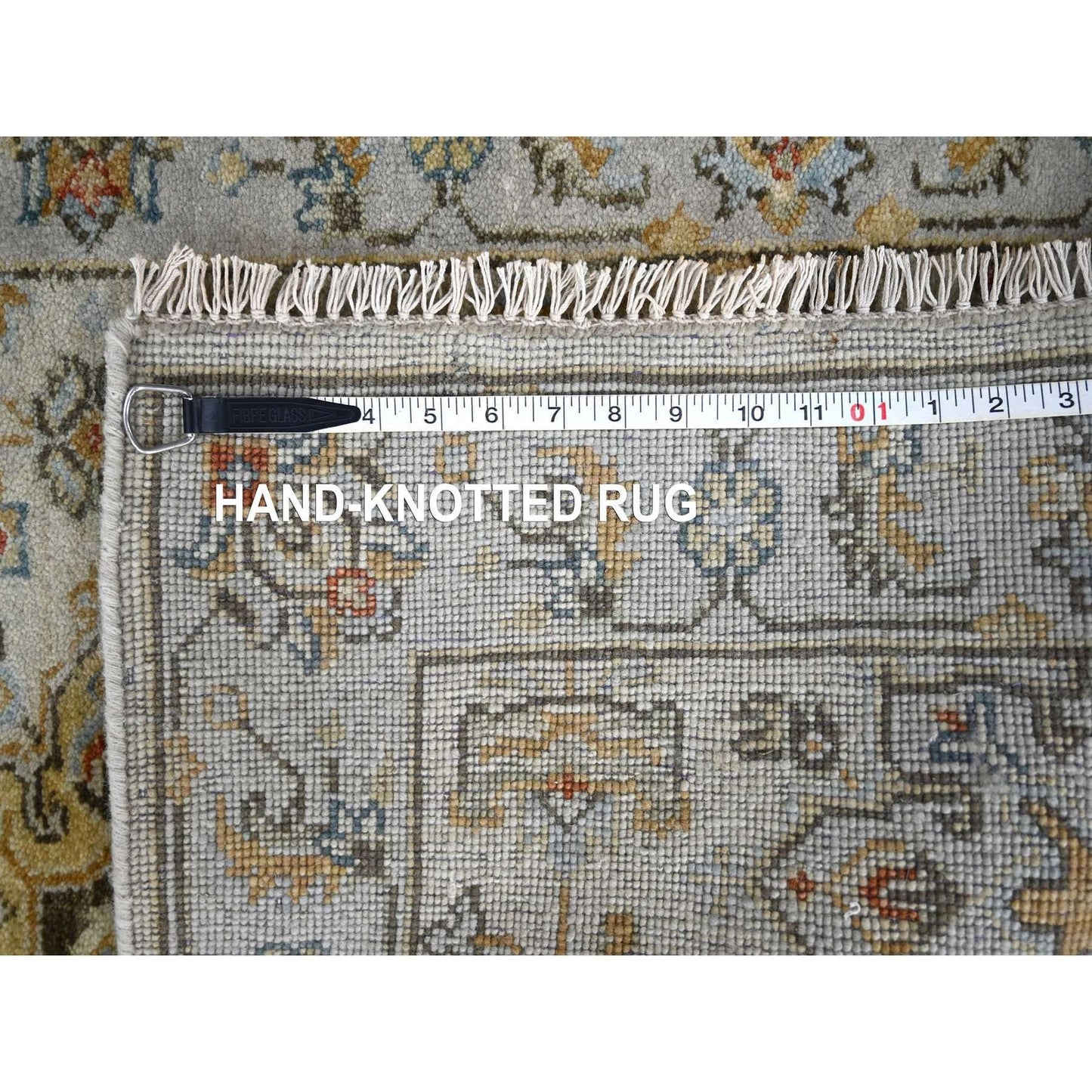 2'9"X13'8" Snowbound White Hand Knotted Karjihooz 100% Wool Runner Rug