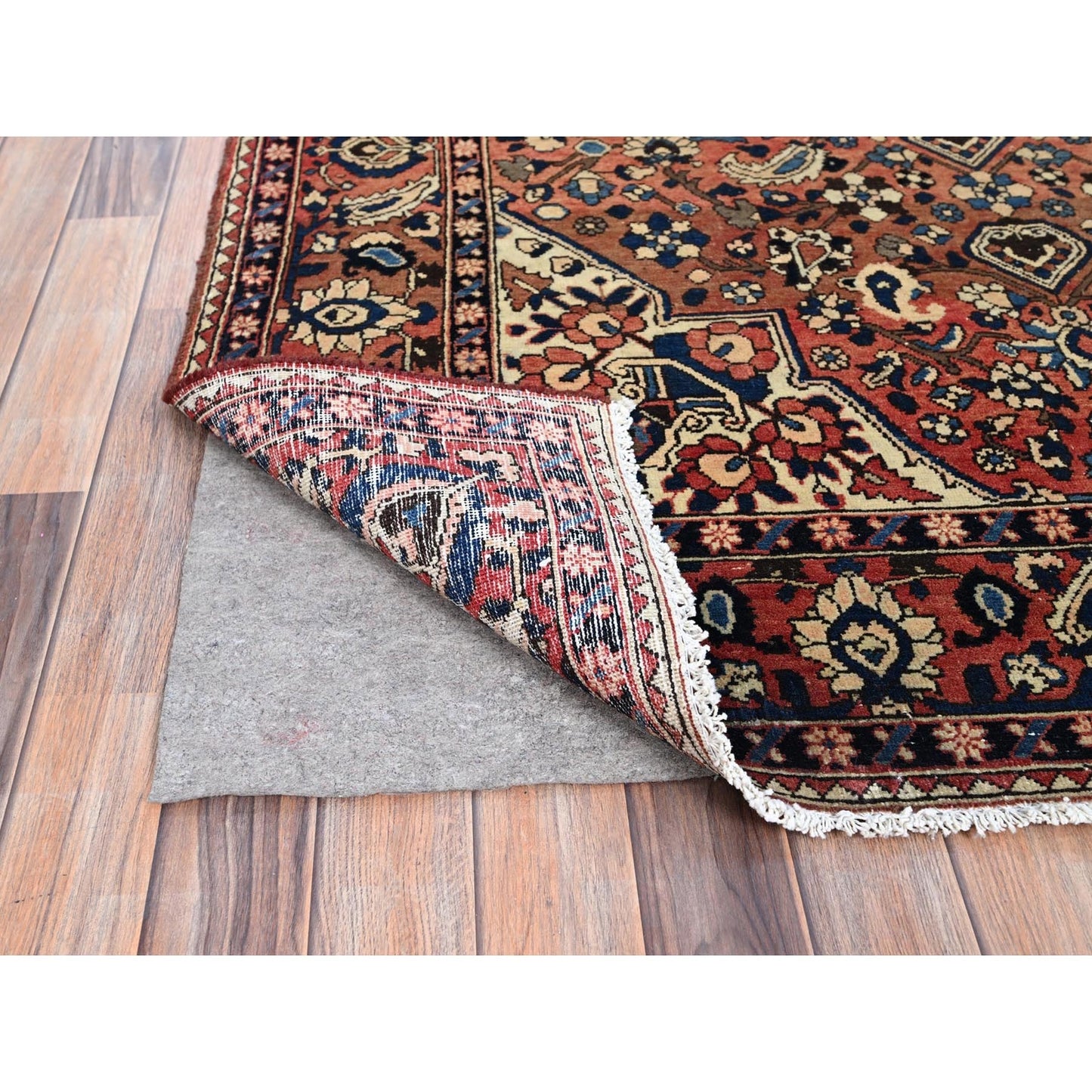 5'3"X8'6" Red Densely Woven Vintage Zoroastrian Baktiarjoon Oriental Rug