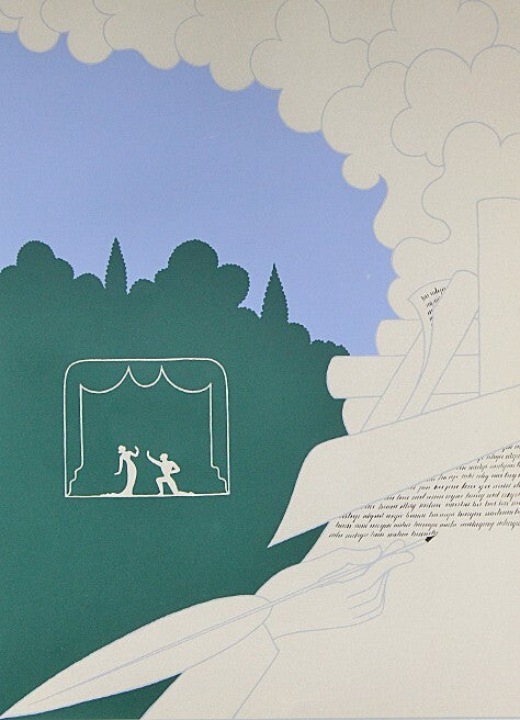 Erte Original Serigraph Print "Playwright" Hand Signed Framed Ed300