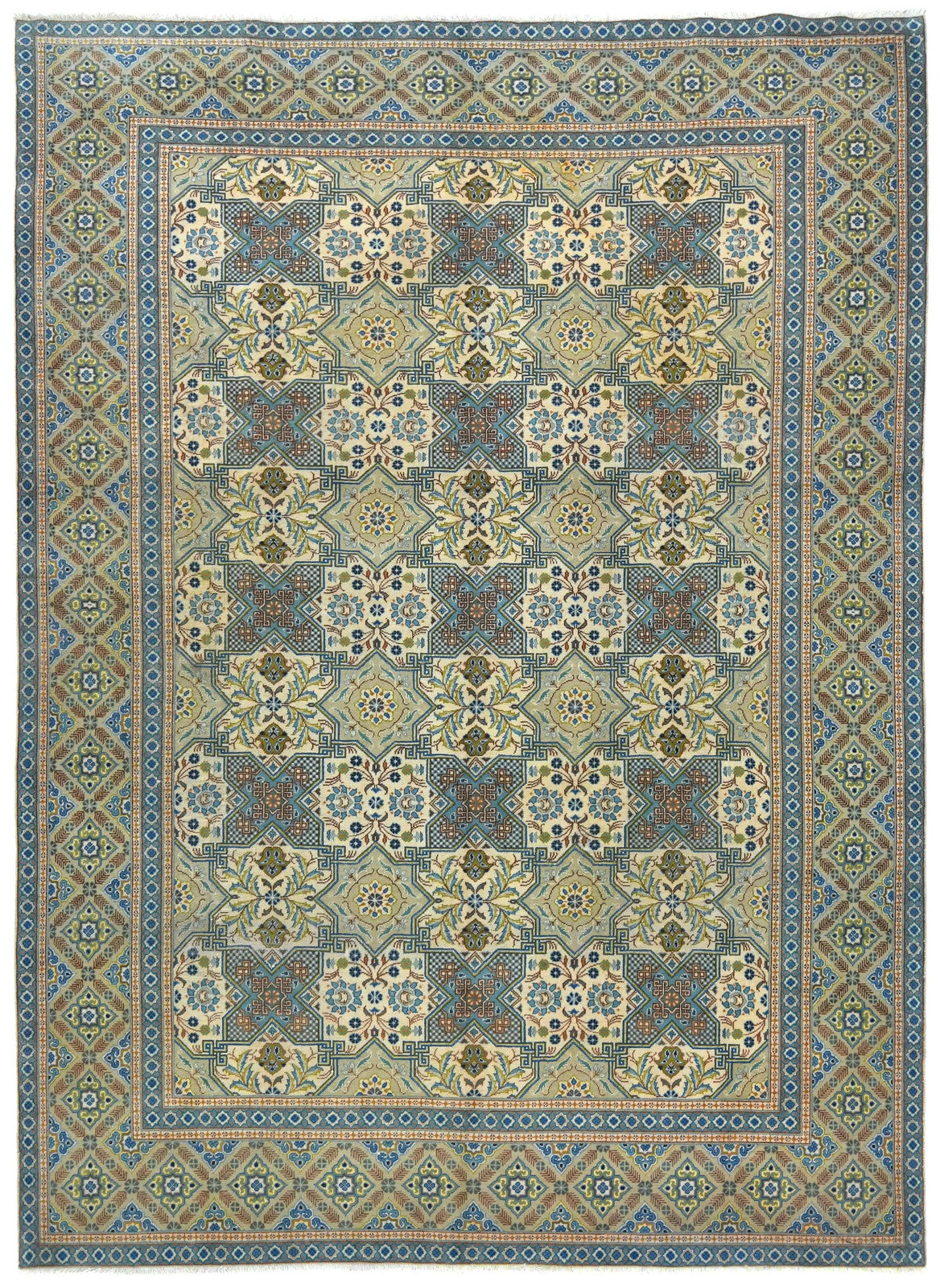 Semi Antique Wool Oriental Rug 9X12 Ft Floral