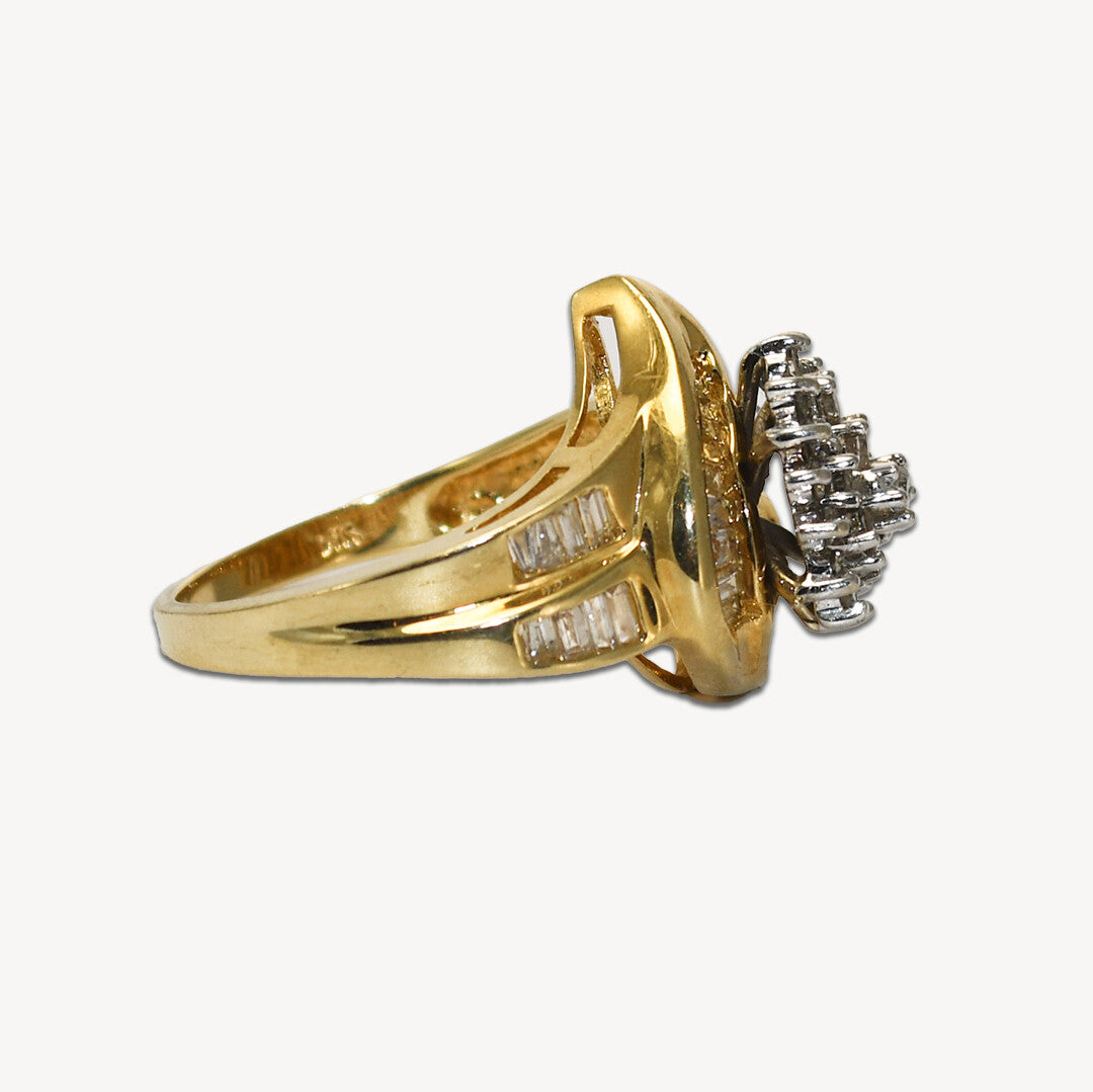Vintage 12k Yellow Gold 0.75ct Diamond Cluster