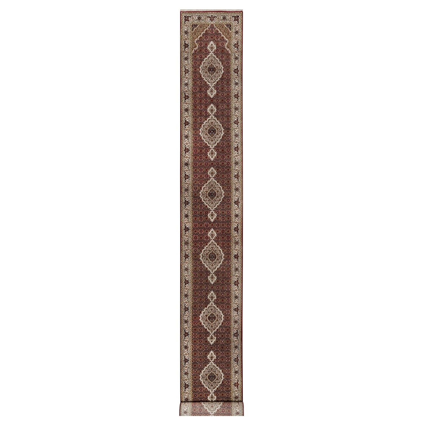 2'7"X20'4" Scarlet Red Tebraz Mahi Pure Wool Hand Knotted Xl Runner Rug