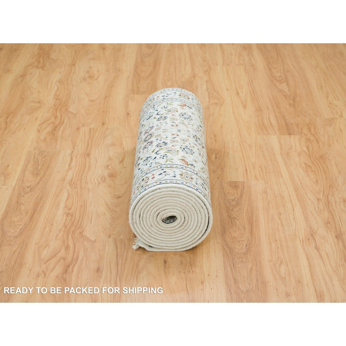 2'8"X16'4" Ivory Hand Knotted Nain Design 250 Kpsi Wool Xl Runner Rug