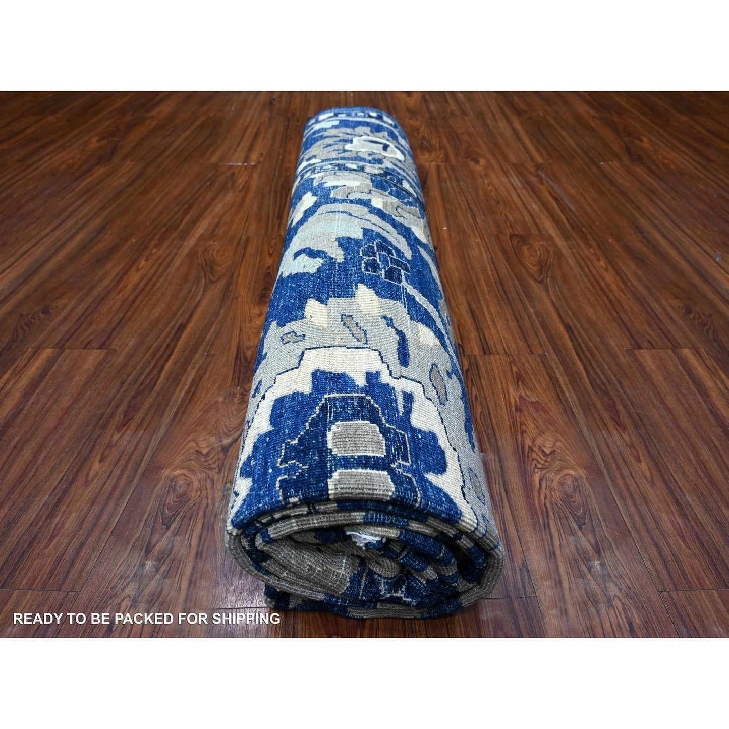 8'3"X9'8" Honorable Blue Wool Hand Knotted Peshawar Mahal Design Rug