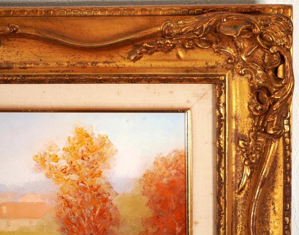 Ronald Greg (Usa) 'Autumn Along The Yonne' Original Oil Painting, Signed, Framed
