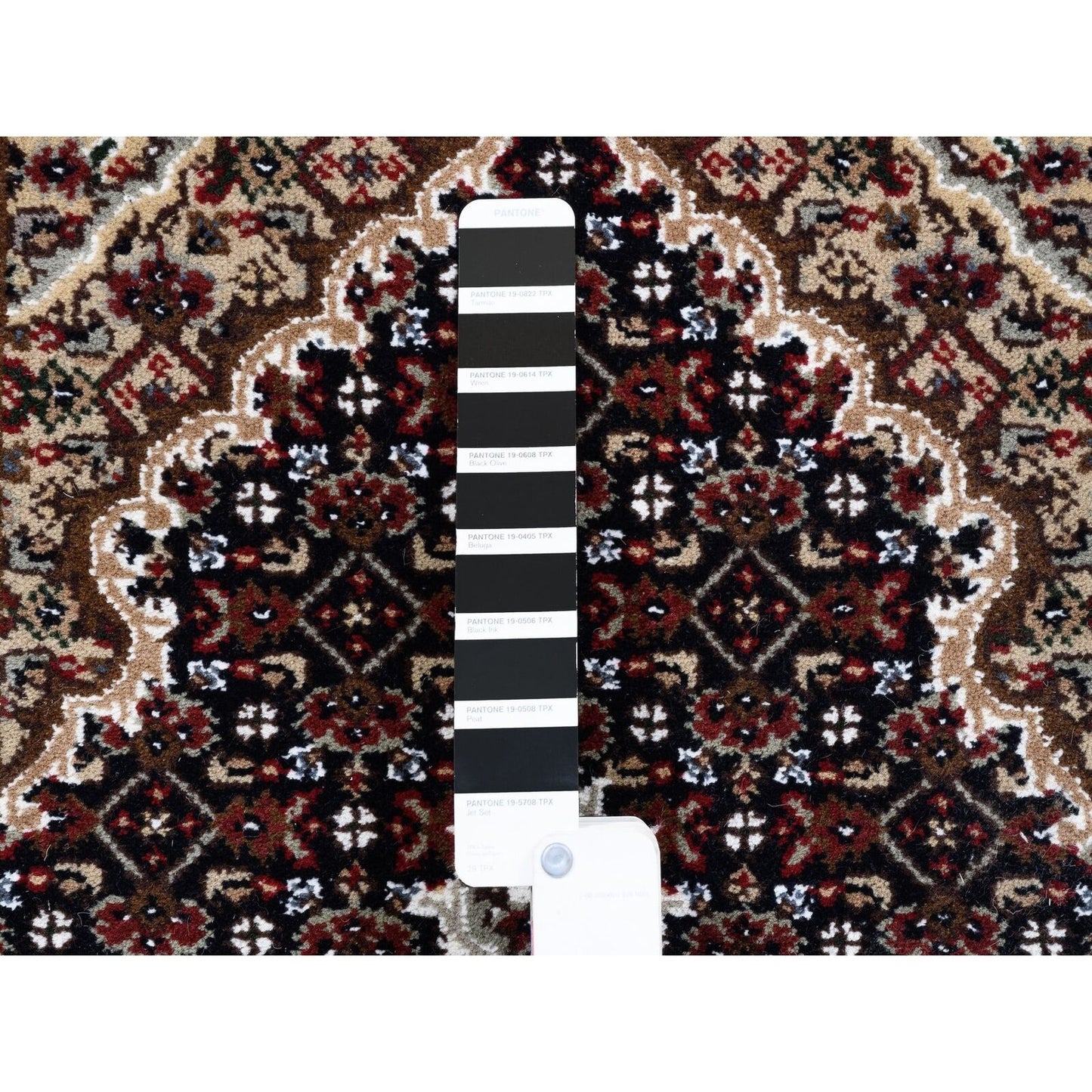 2'1"X8' Black Tebraz Mahi Fish Design Hand Knotted Wool-Silk Runner Rug