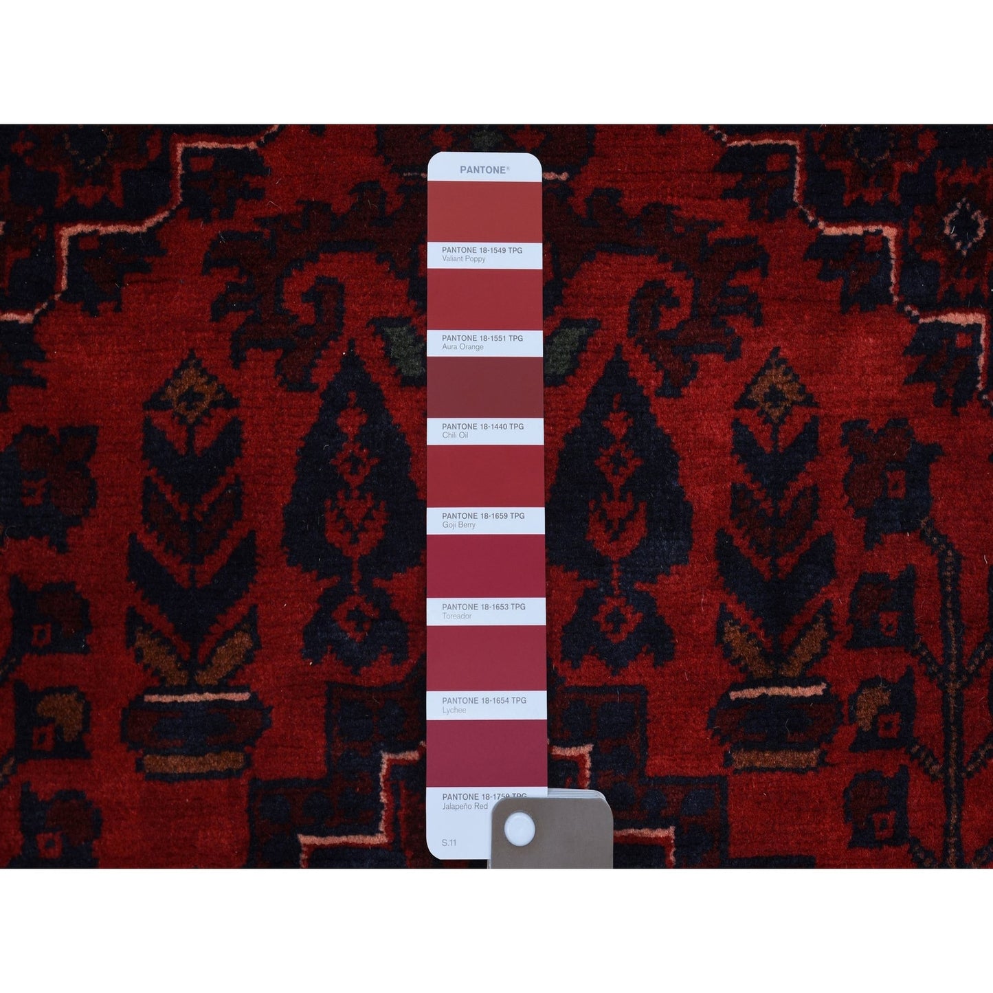 5'6"X7'8" Deep Red Hand Knotted Afghan Khamyab Soft Wool Rug