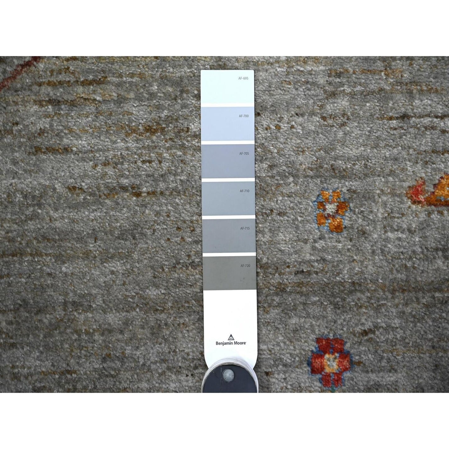 10'X13'10" Screen Gray Wool Hand Knotted Folk Art Willow Cypress Tree Rug