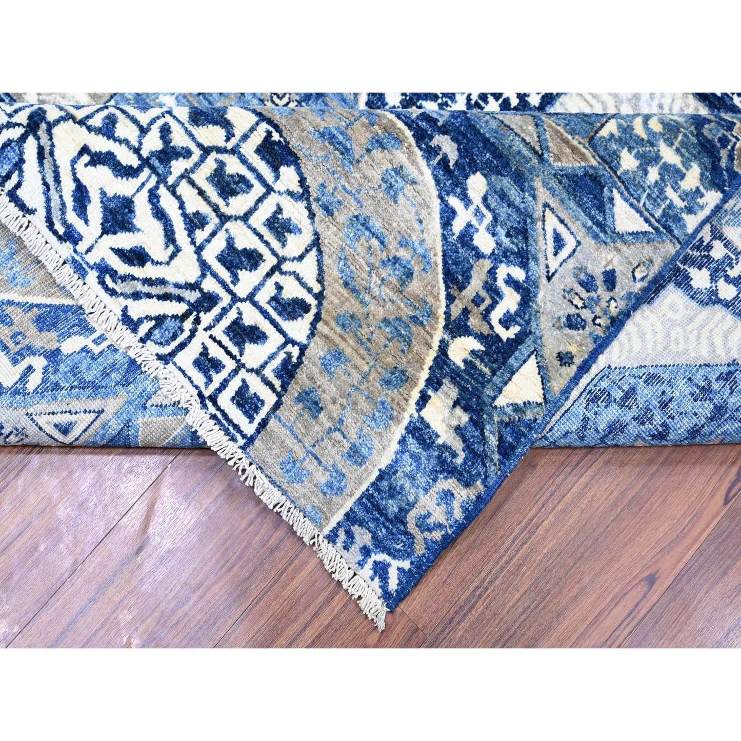 8'10"X11'8" Air Force Blue Hand Knotted Finer Peshawar Soft Wool Rug
