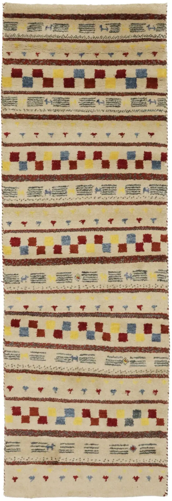 Handmade Stripes Tribal Indo-Gabbeh Runner Rug