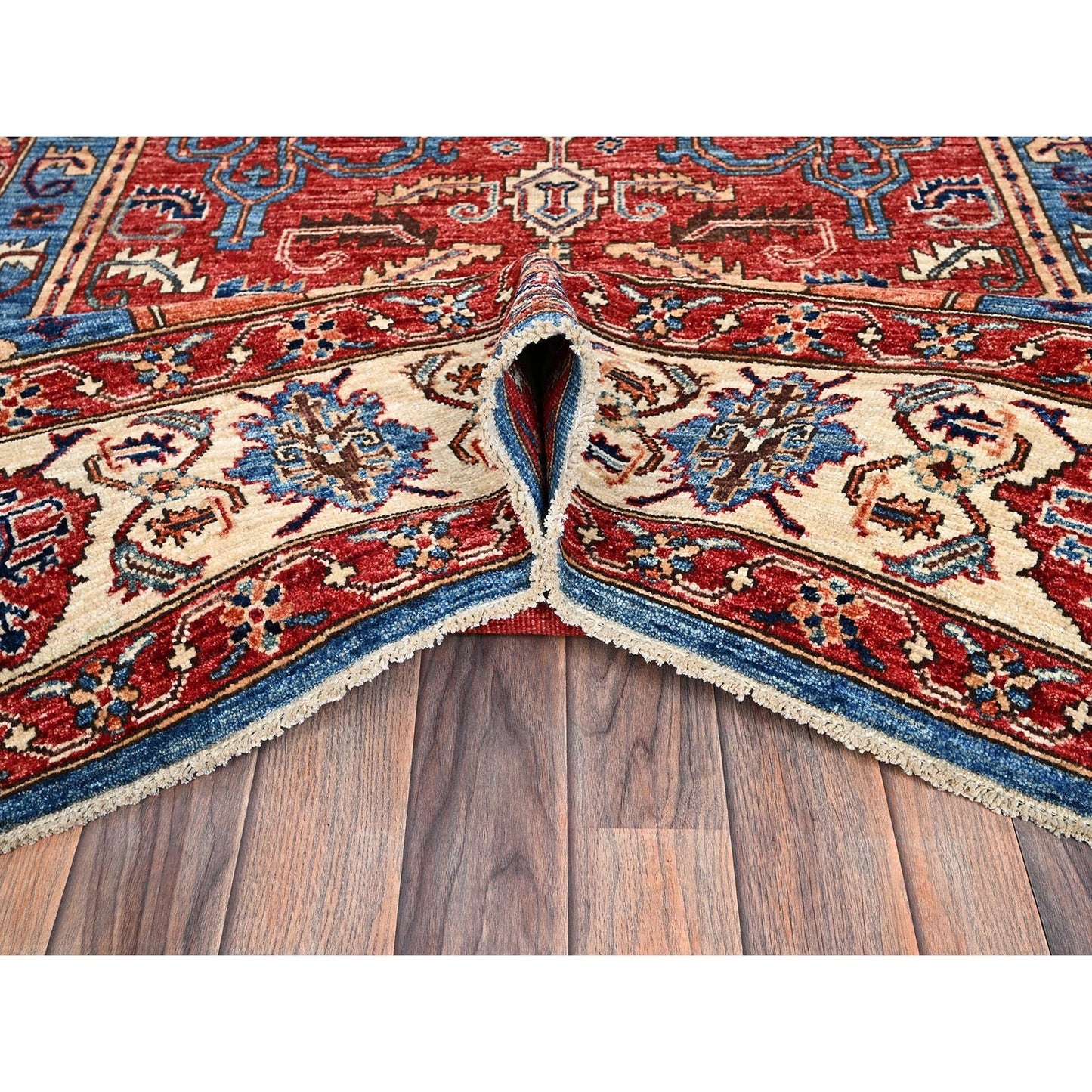 6'1"X11'7" Blue Aryana Grade Seeripe Heris Wool Hand Knotted Runner Rug