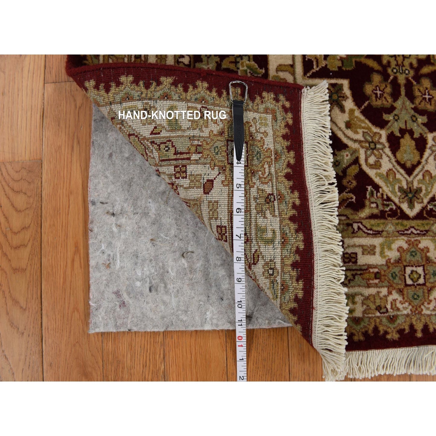 3'1"X5' Burgundy Red Hand Knotted 300 Kpsi Wool Zoroastrian Design Rug
