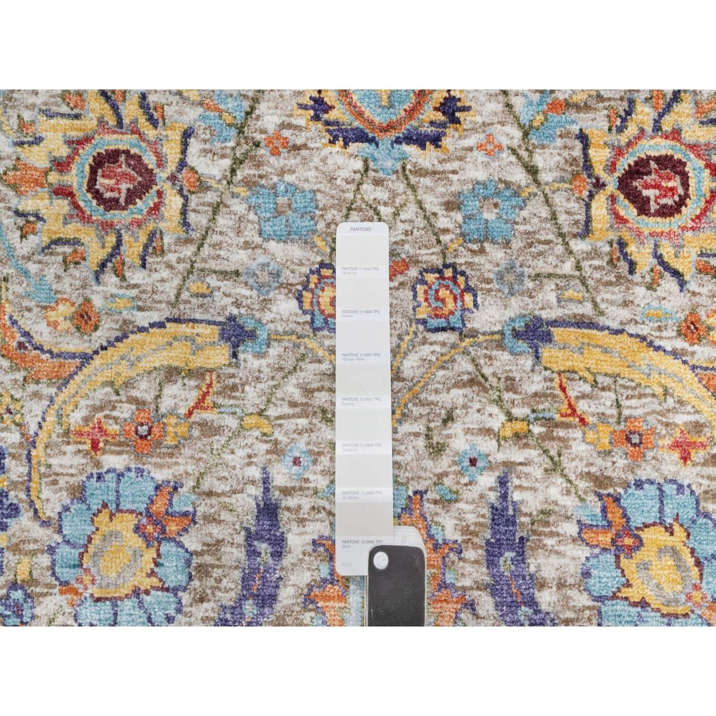 2'7"X23'10" White Sickle Leaf Hand Knotted Silk And Wool Xl Runner Rug