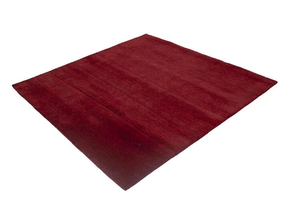 Maroon Red Solid Design Hand-Loomed 6X6 Gabbeh