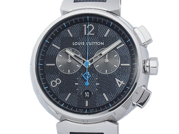 Louis Vuitton Tambour Chronograph Damier Graphite Qa094 Watch Men