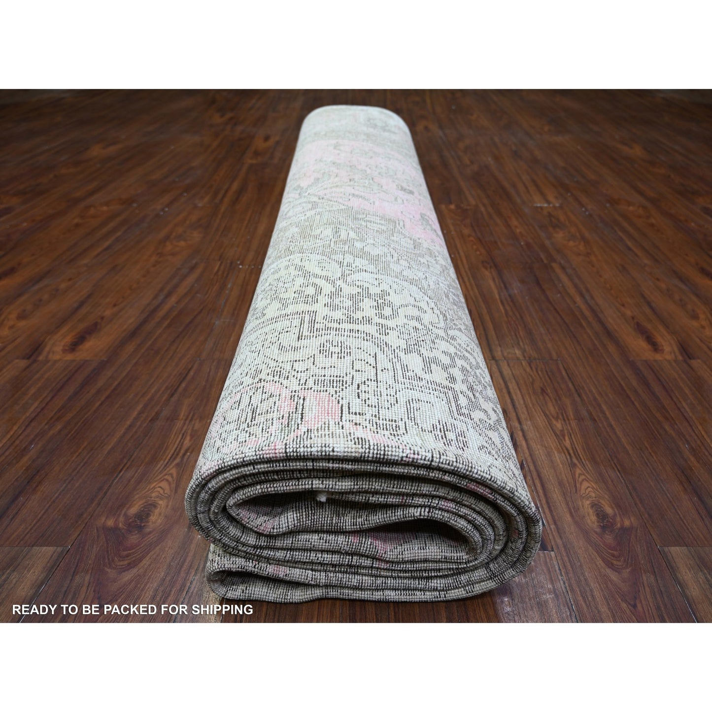 11'3"X15'9" Blush Pink Vintage Tebraz Soft Wool Hand Knotted Rug