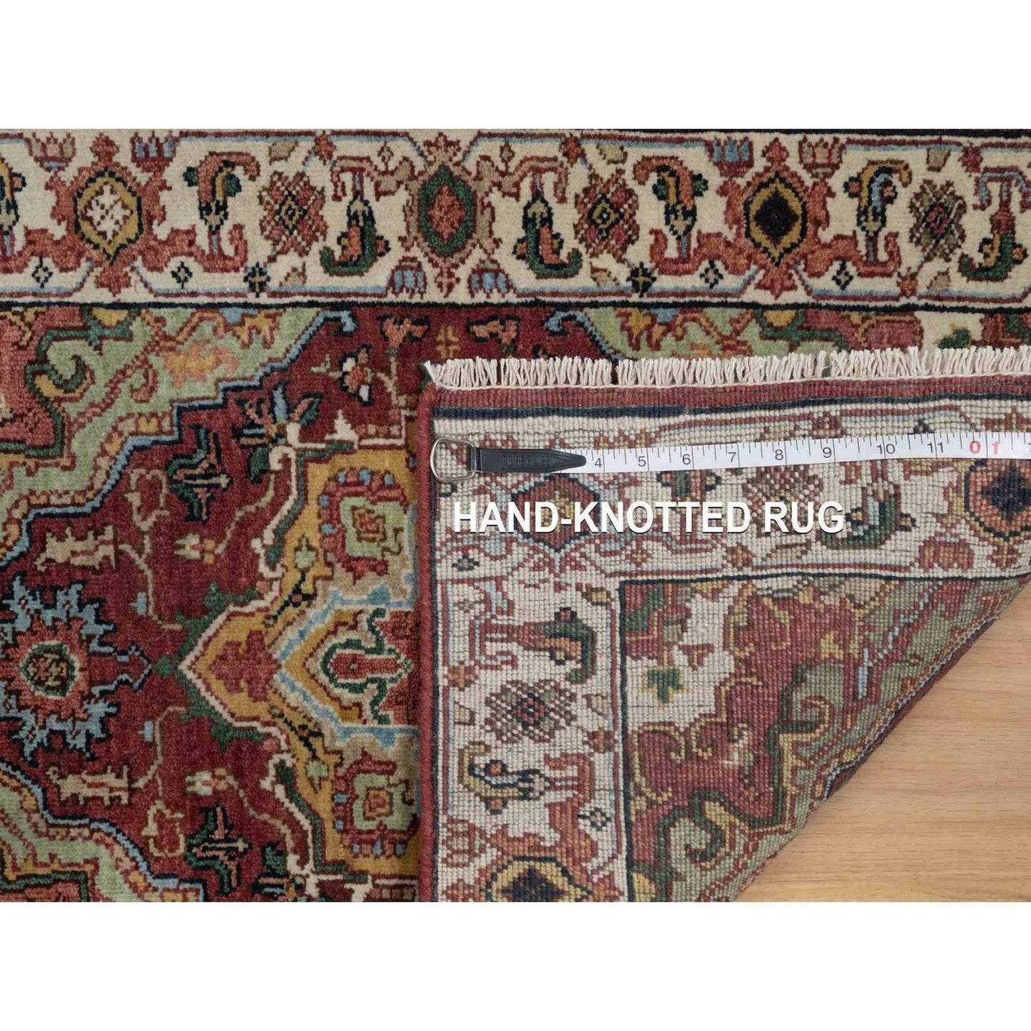 2'X3' Red Antiqued Fine Heris Hand Knotted New Zealand Wool Mat Small Rug