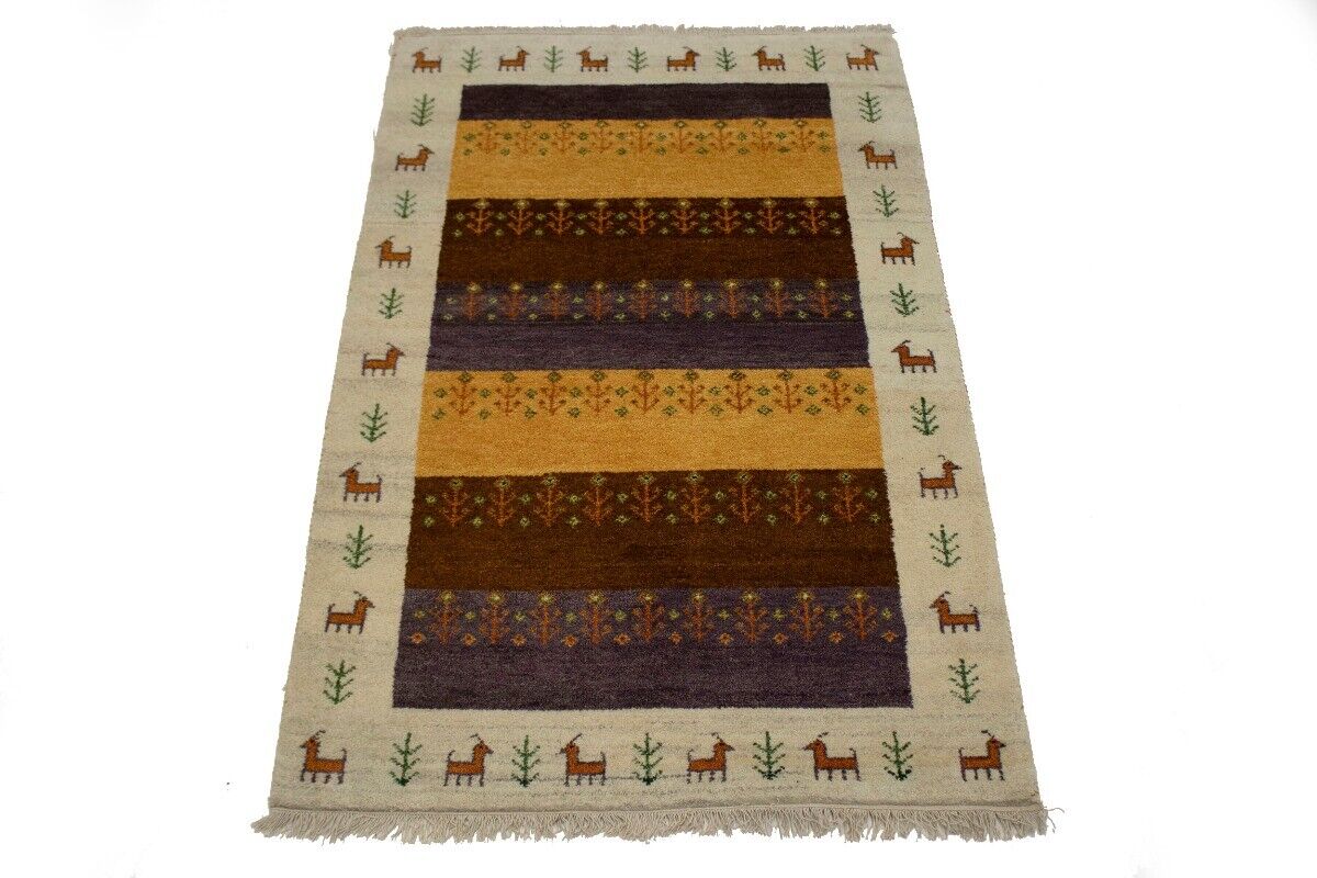Handmade Indo-Gabbeh Tribal Design Wool Oriental