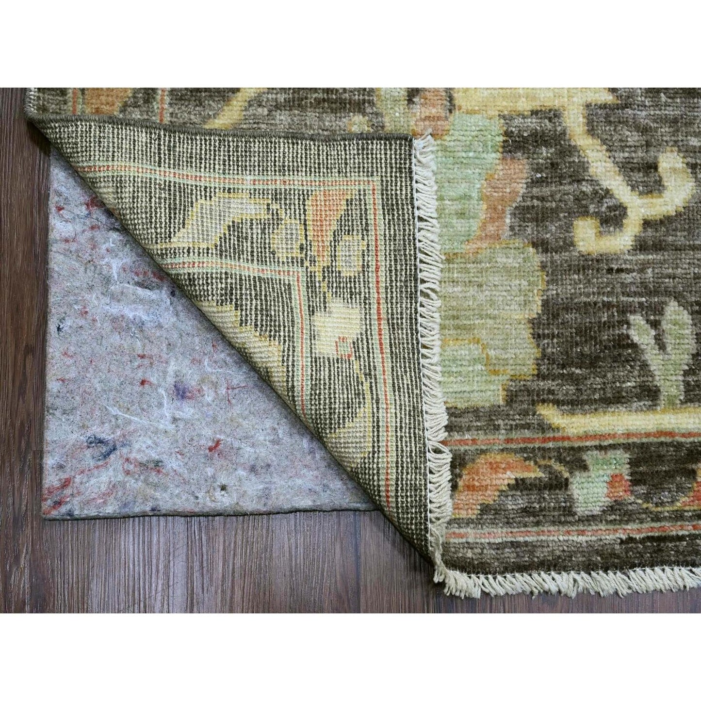 10'X13'5" Brown Afghan Angora Oushak Leaf Design Hand Knotted Wool Rug