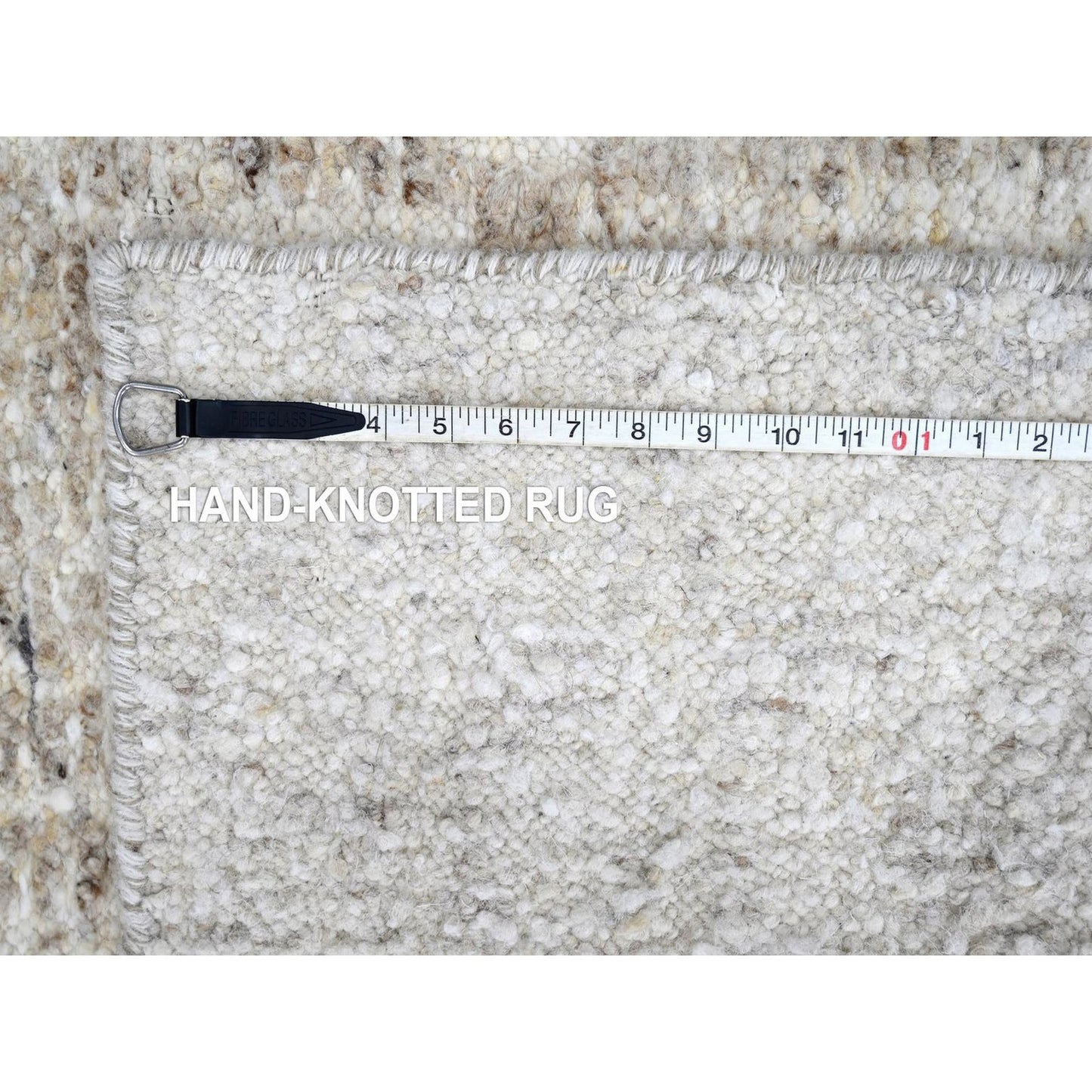 2'6"X7'9" Ivory Minimalist Swedish Design Hand Knotted Wool Runner Rug