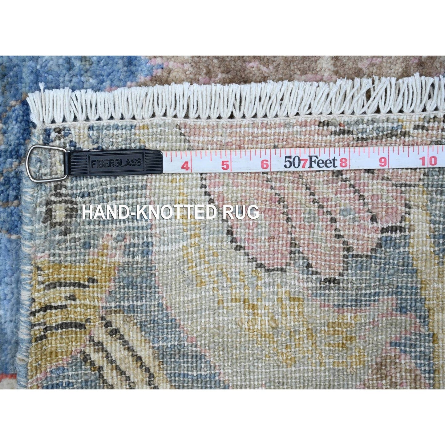 6'X11'10" Blue Birds Of Paradise Peshawar Hand Knotted Wide Runner Rug