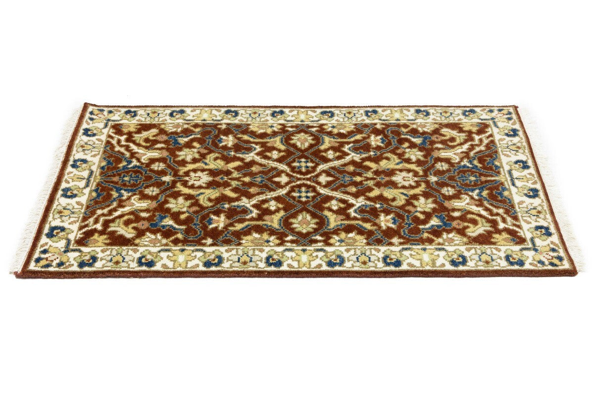 Handmade Rust Floral Chobi Rug Small Entryway