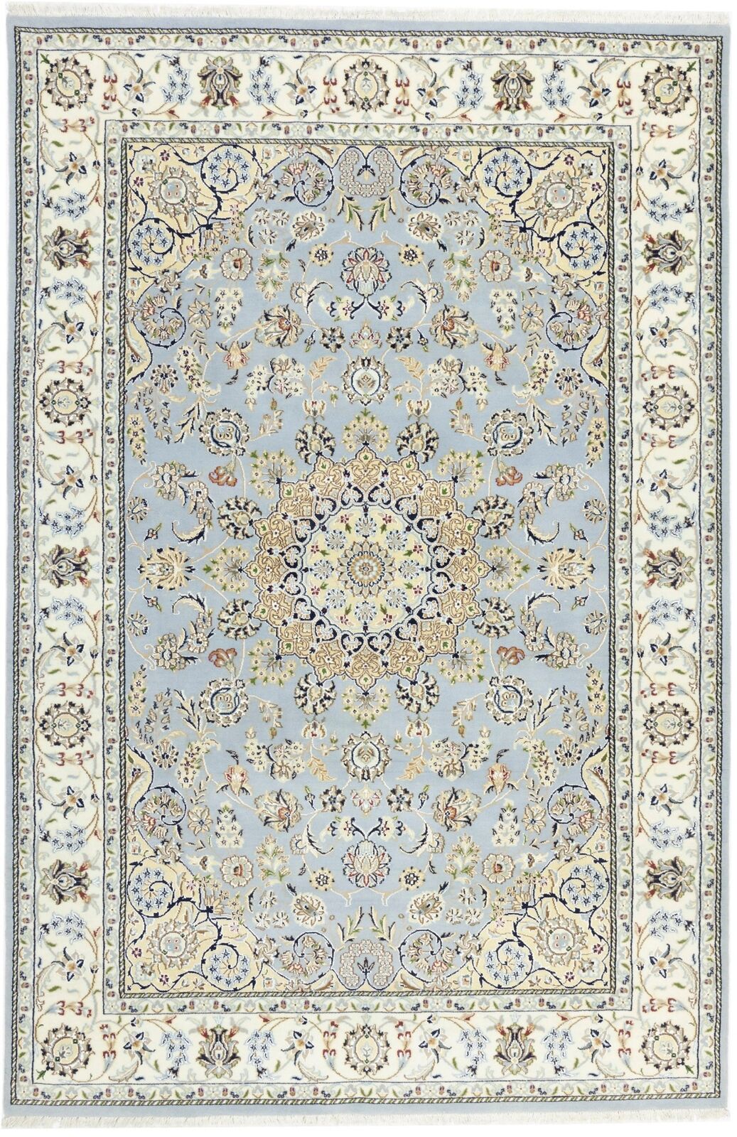 Handmade Indo-Nain Oriental Area Rug Floral