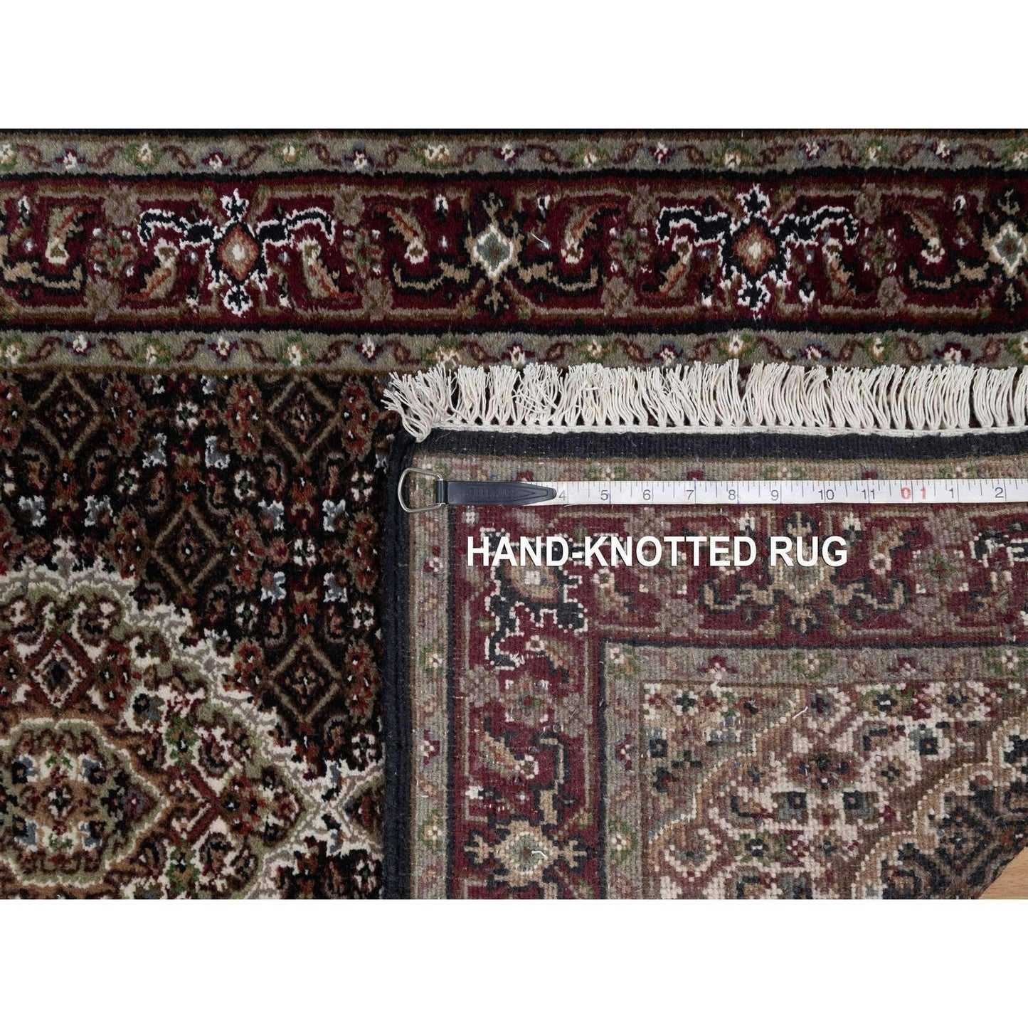 2'7"X24'1" Black Tebraz Mahi Fish Design Hand Knotted Wool Xl Runner Rug