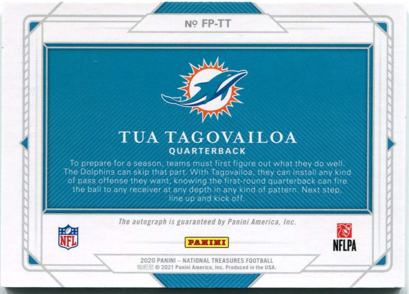 Tua Tagovailoa 2020 Panini National Treasures Field Pass Autographed Rc #Fp-Tt 3