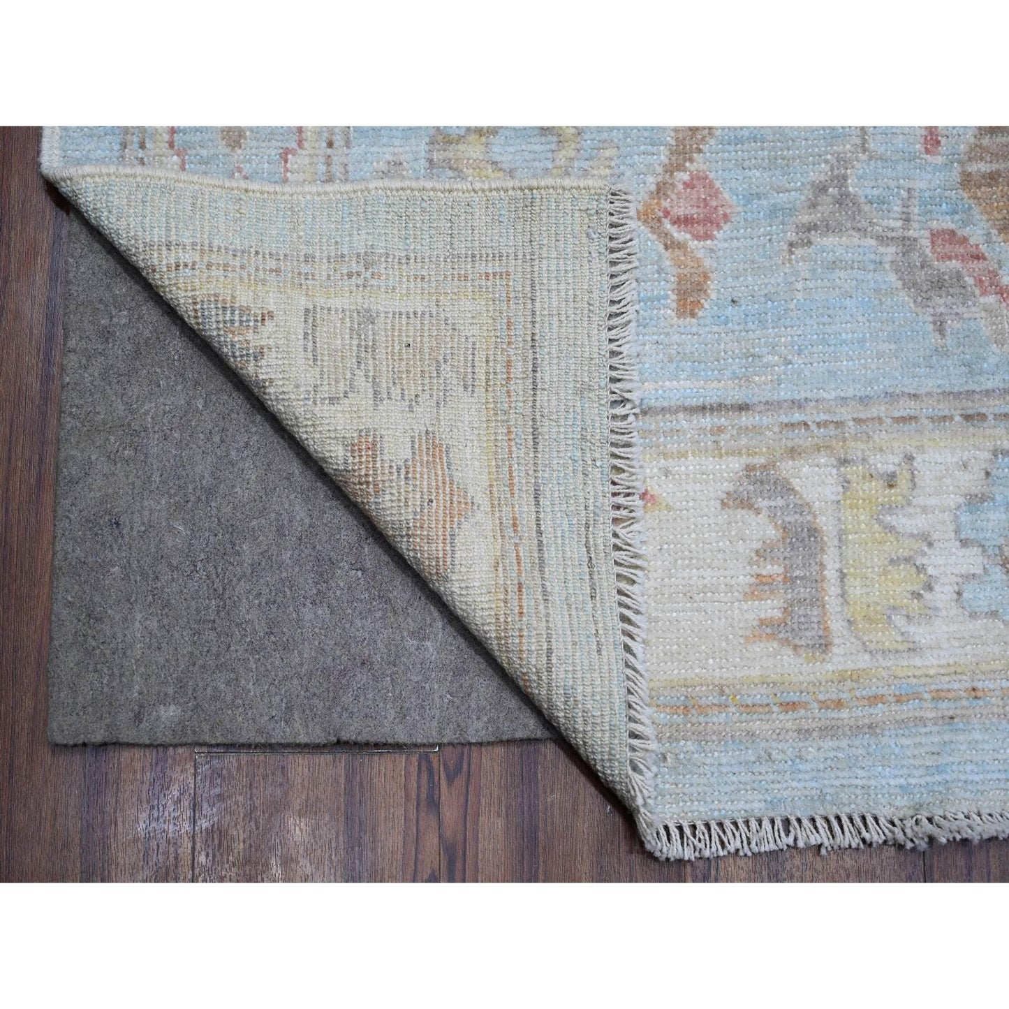 9'X12'6" Quilt Blue Afghan Hand Knotted Angora Oushak Oriental Rug