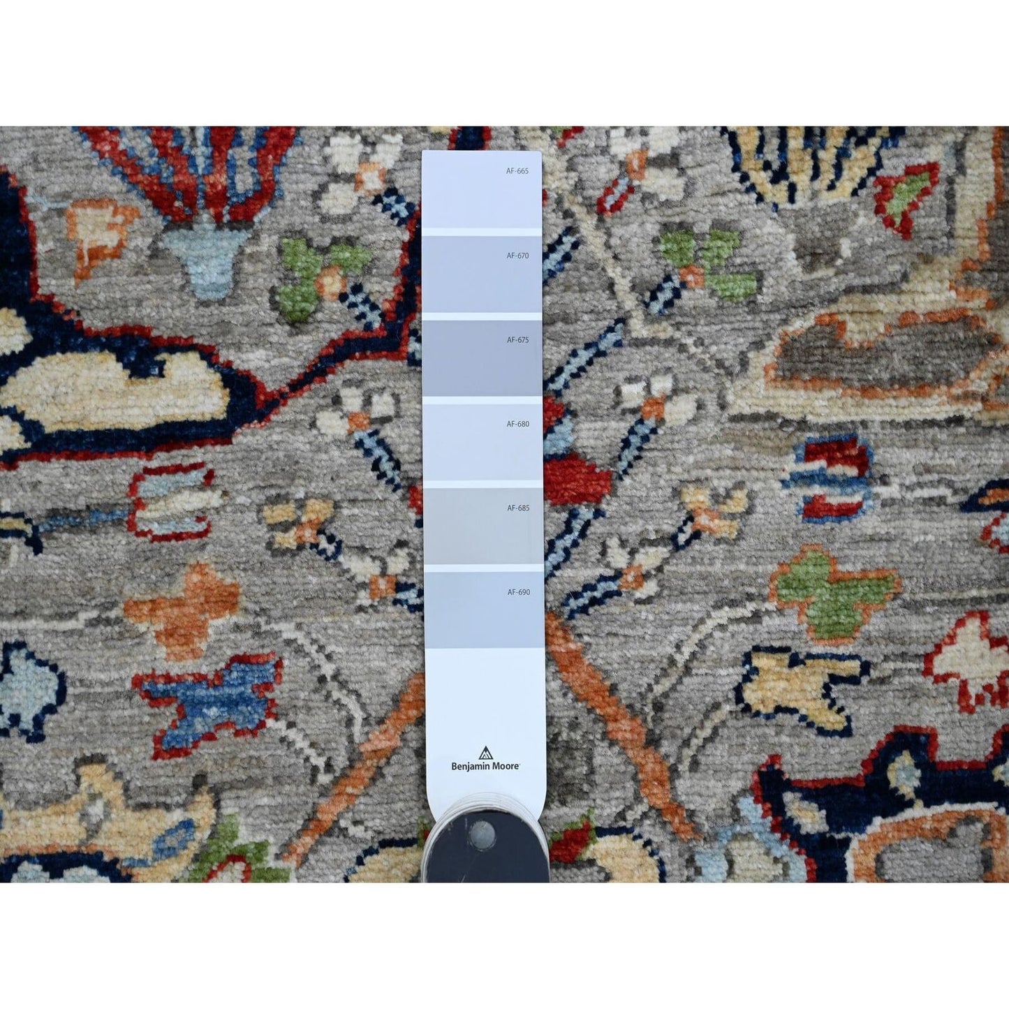 3'X15'5" Gray Peshawar Bijar Garus Design Wool Hand Knotted Runner Rug