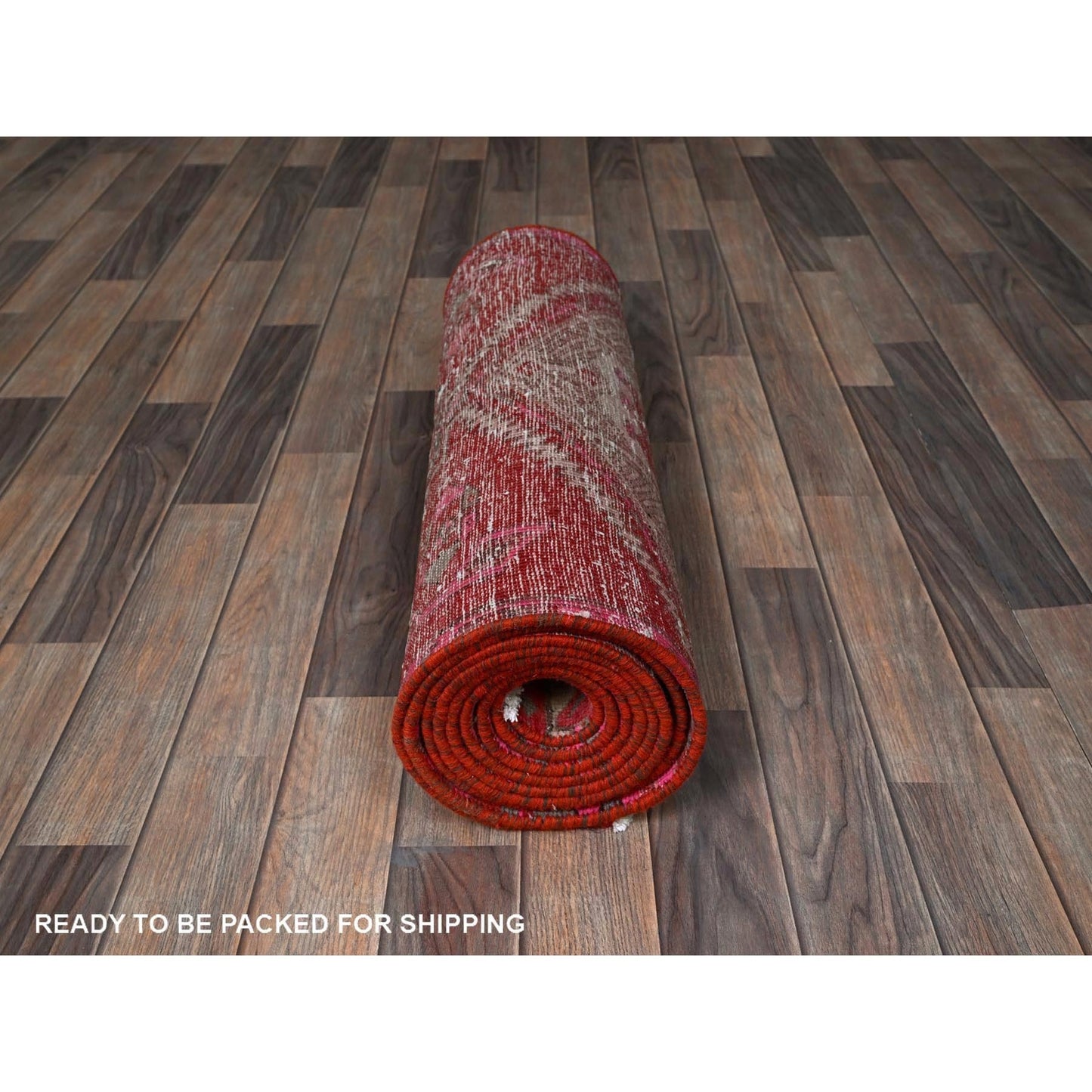 2'5"X11'10" Red Overdyed Vintage Zoroastrian Hand Knotted Wool Runner Rug