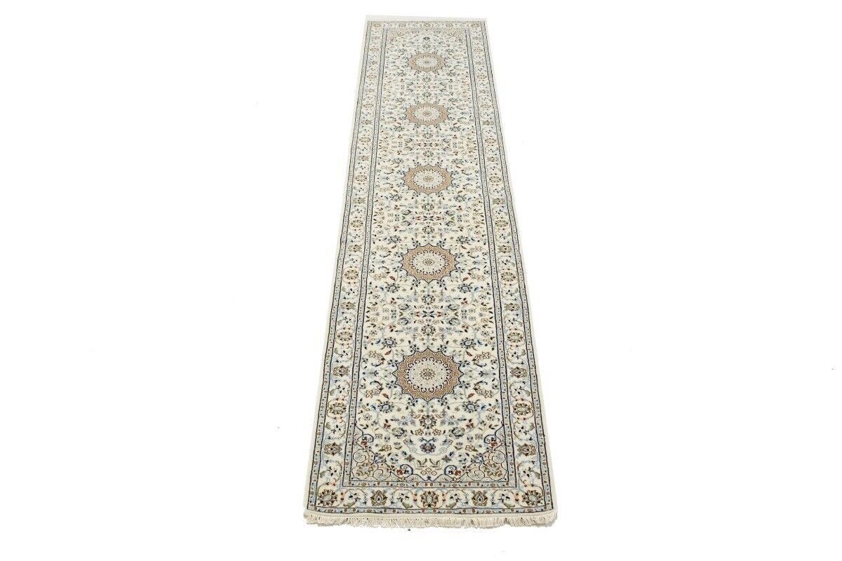 Handmade Indo-Nain Runner Rug Classic Floral