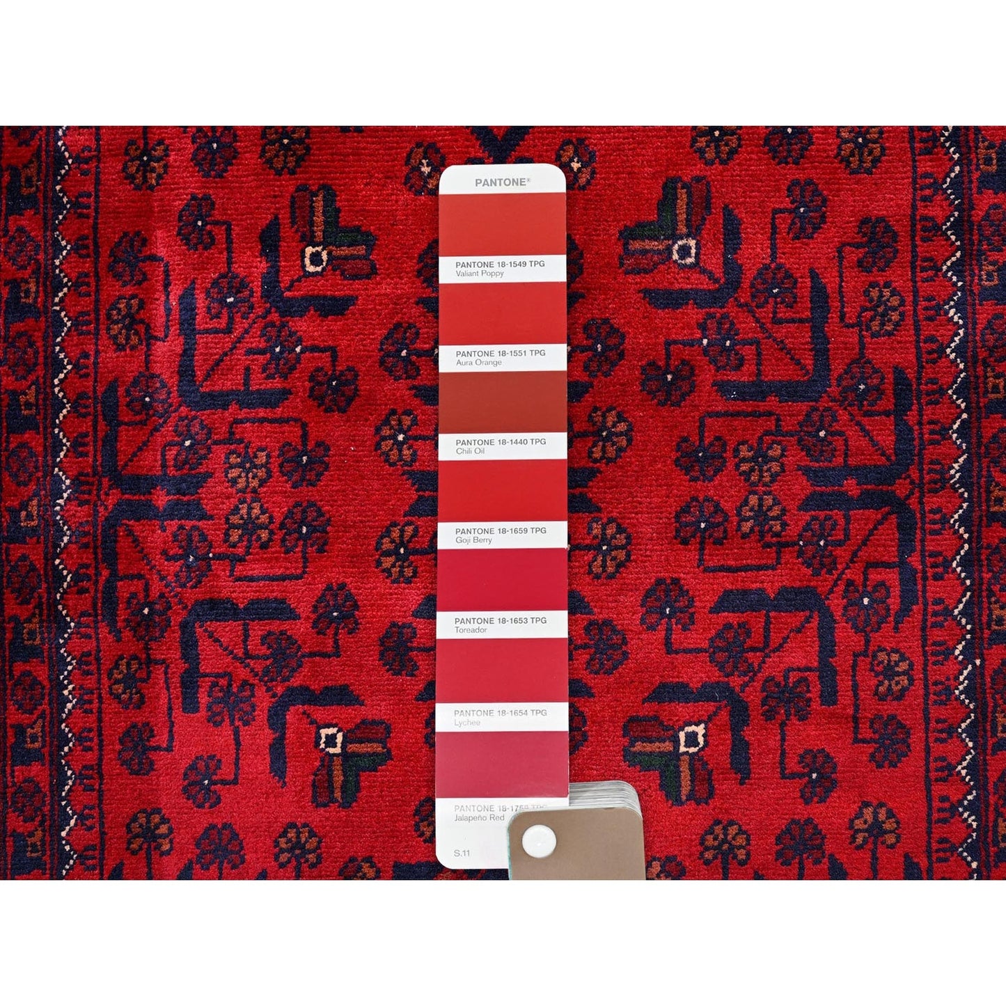 2'9"X5' Red Afghan Khamyab Geometric Pattern Hand Knotted Soft Wool Rug