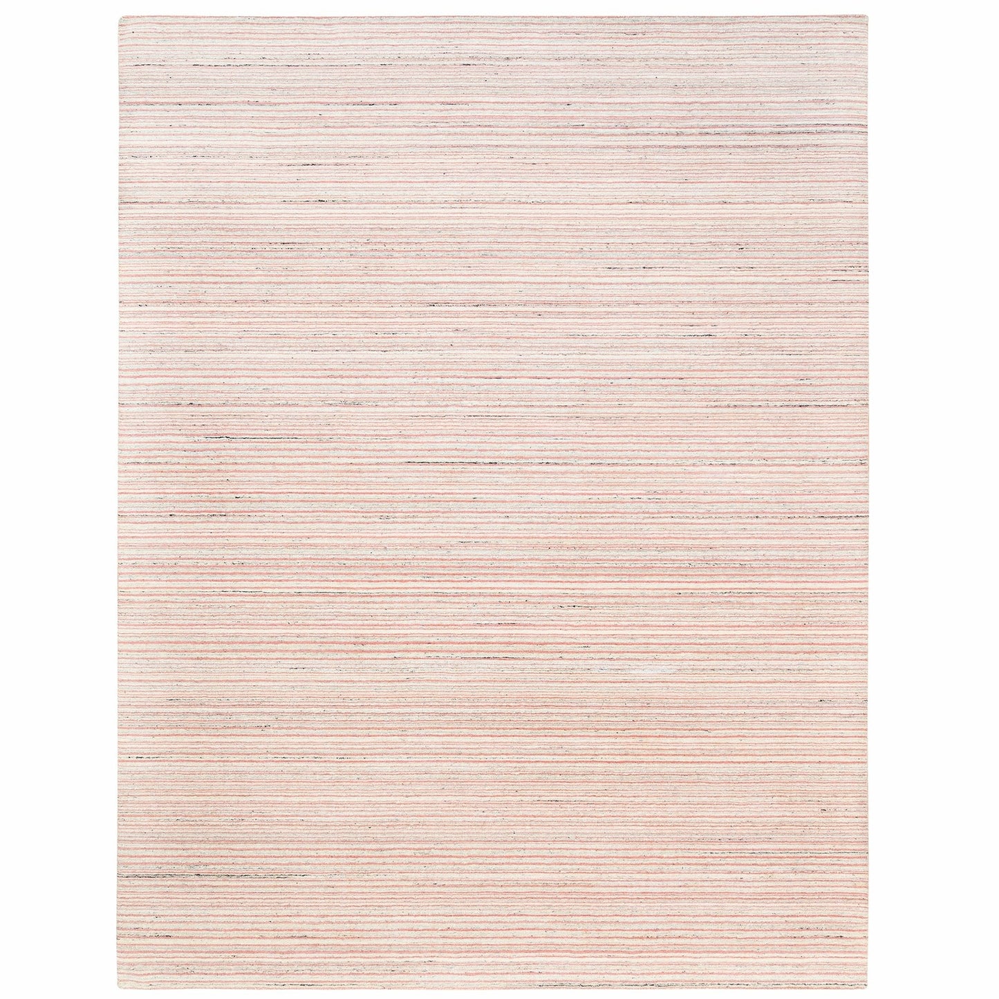 9'1"X12' Ivory With Coral Red Wool Plain Modern Design Hand Loomed Rug
