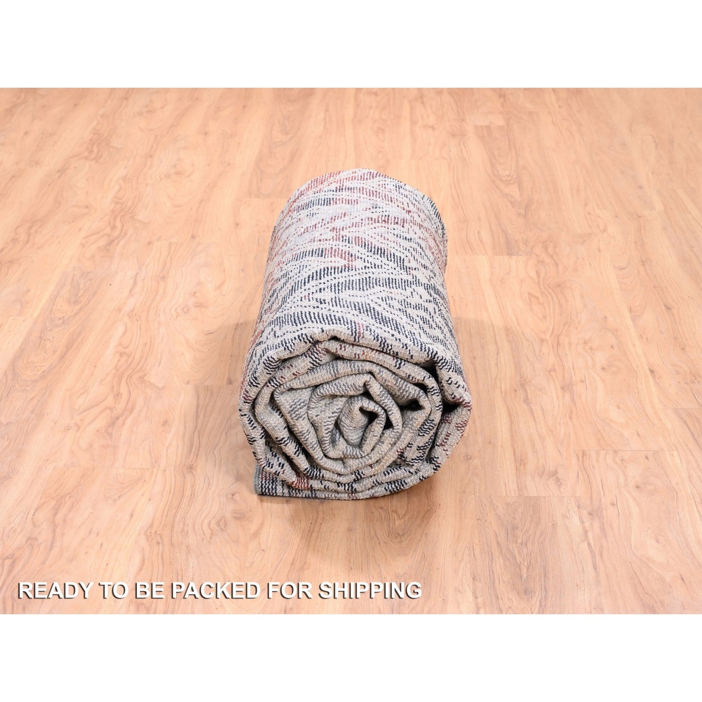 9'X12'1" Silver Supple Collection Erased Mughal Design Hand Knotted Rug