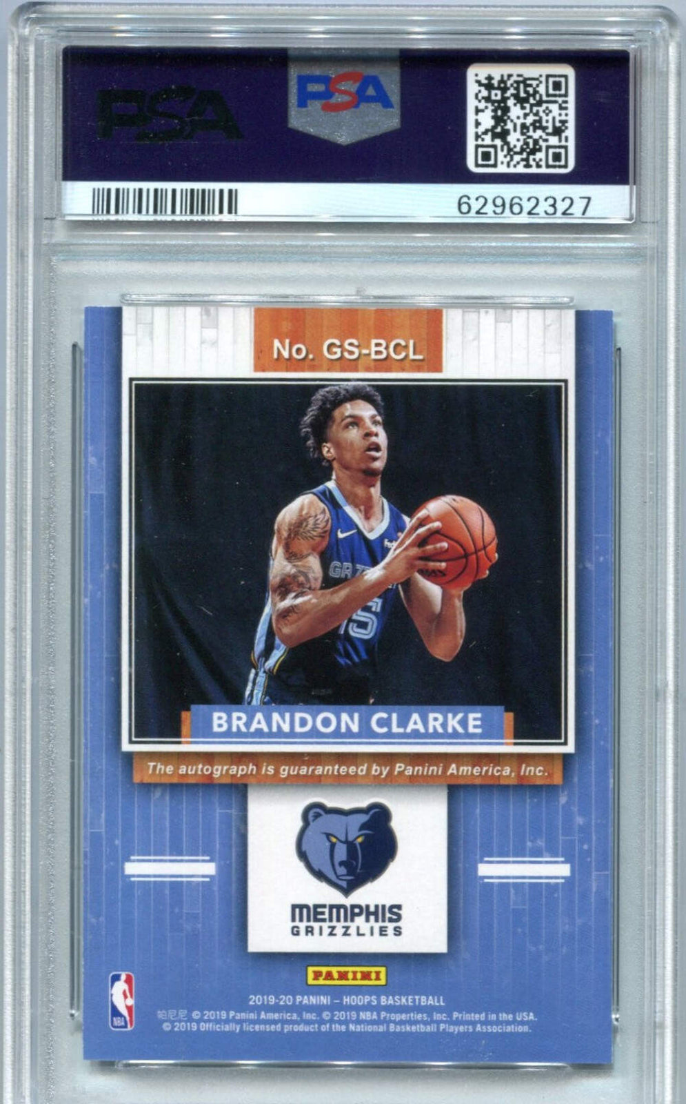Brandon Clarke 2019-20 Panini Hops #Bcl Psa Auth Auto 10 Card