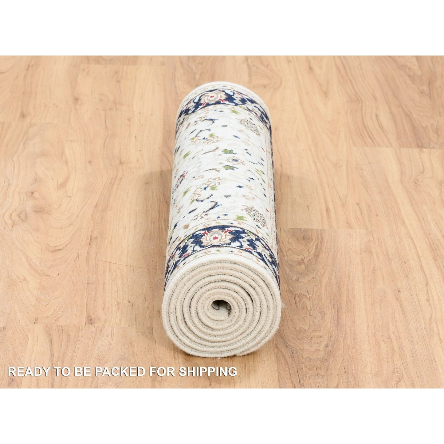 2'7"X8'2" Ivory Hand Knotted Nain 250 Kpsi Wool Runner Rug