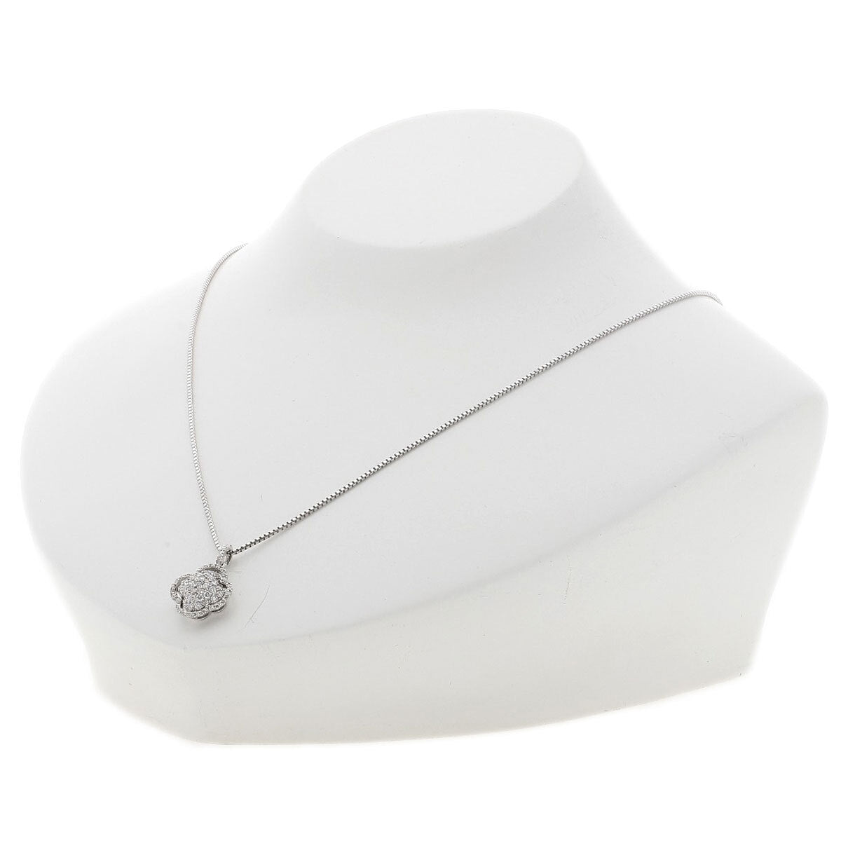 0.8Ct Diamond Necklace K18 White Gold 5.6G
